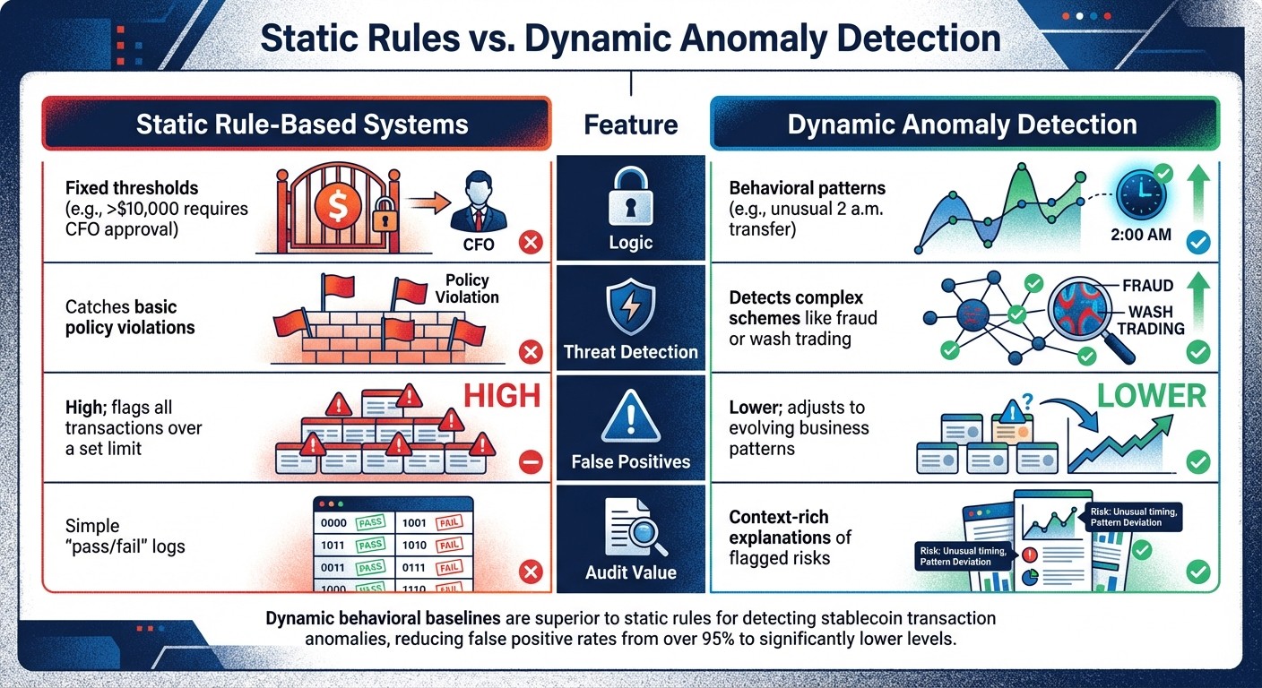 Static Rules vs Dynamic Anomaly Detection in Stablecoin Security