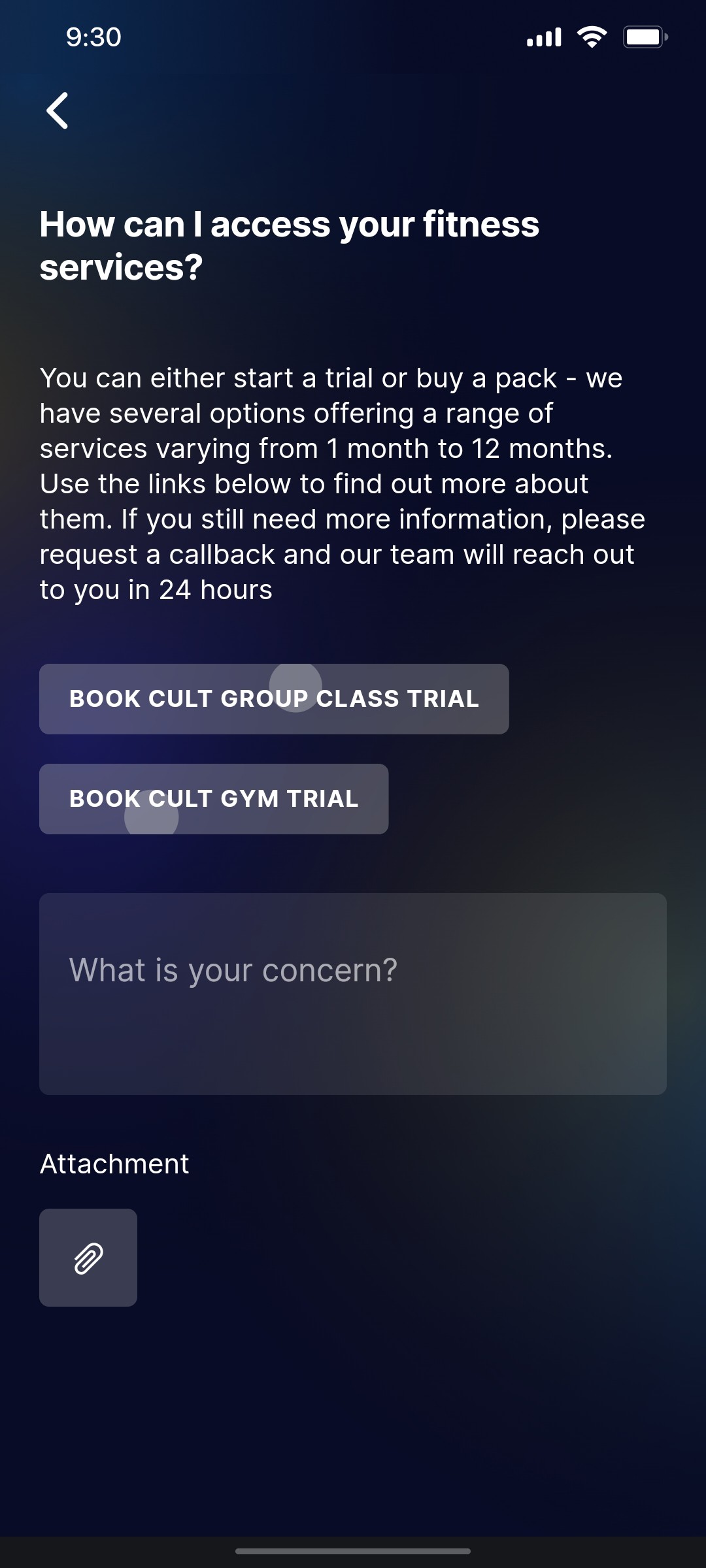 Cult.fit App Access your fitness servicess Screen