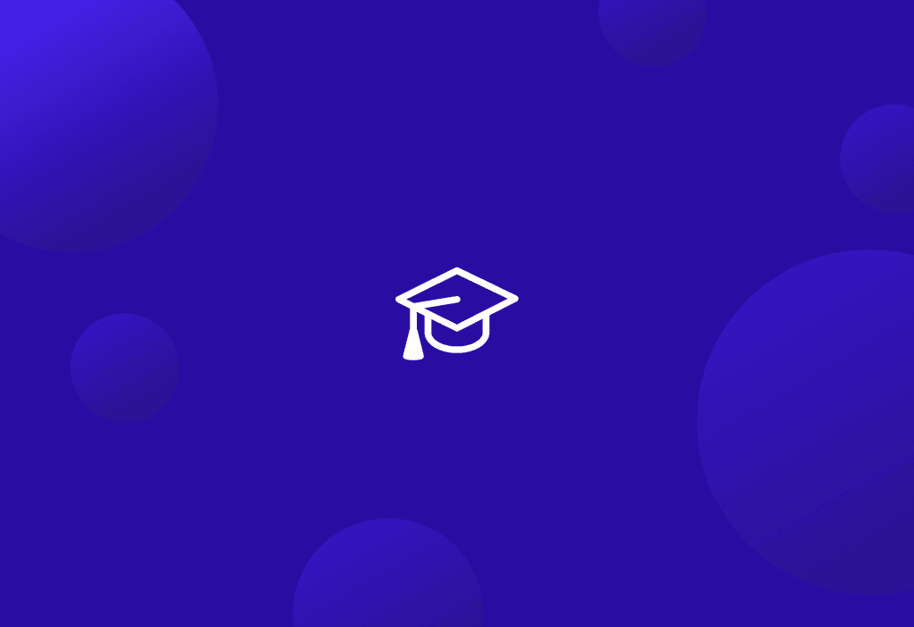 Academic cap icon on blue background