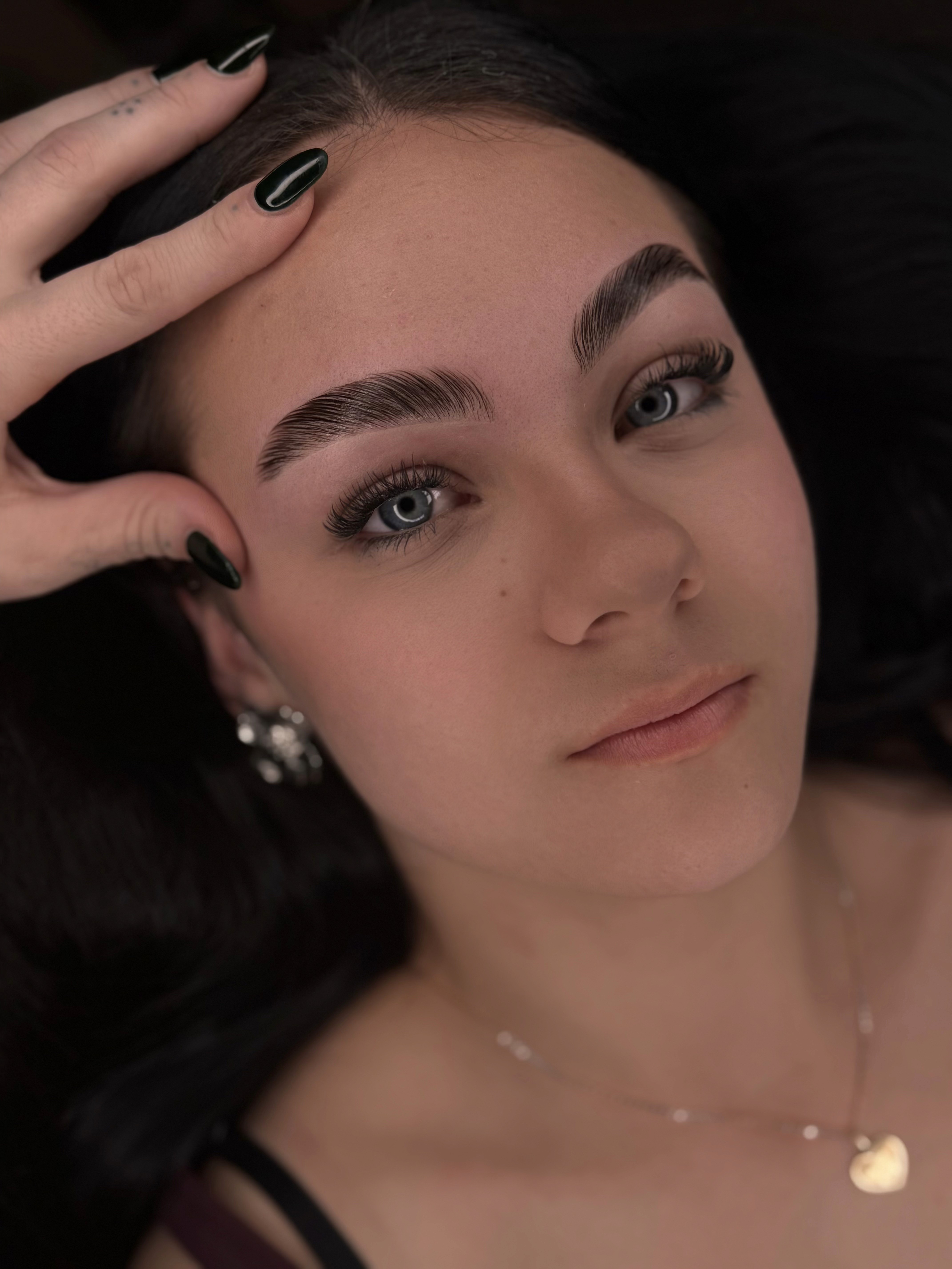 A closeup of eyebrows after lamination