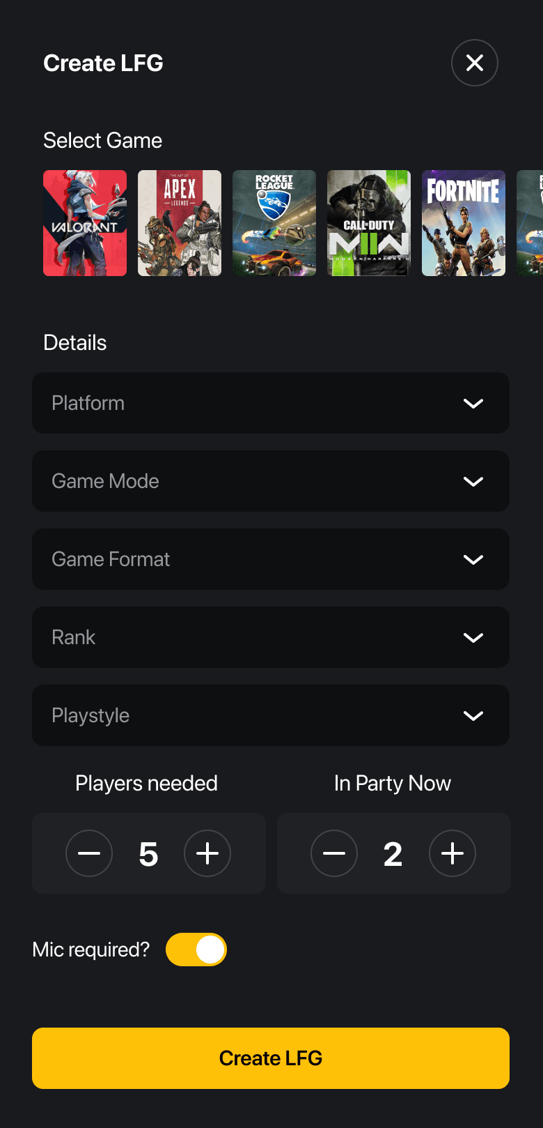 Screenshot of widget