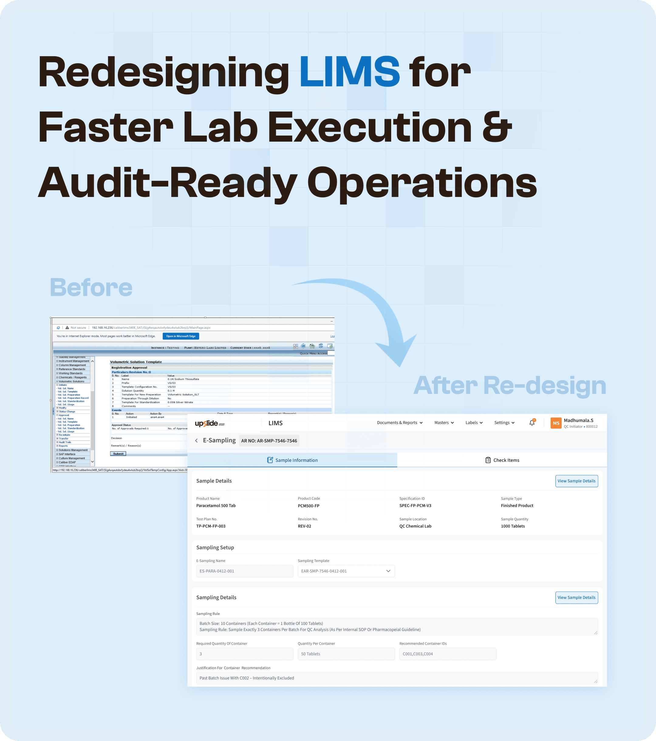 LIMS software Before & After Redesign
