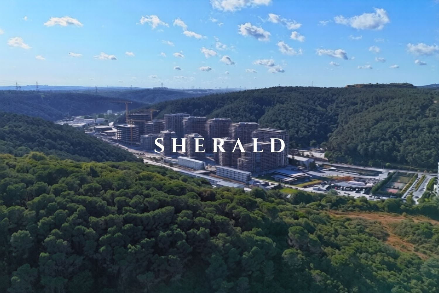 Aerial view of Maslak Istanbul business district near Vadistanbul with modern residential and office buildings