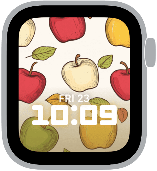 an apple watch face from the autumn apples collection