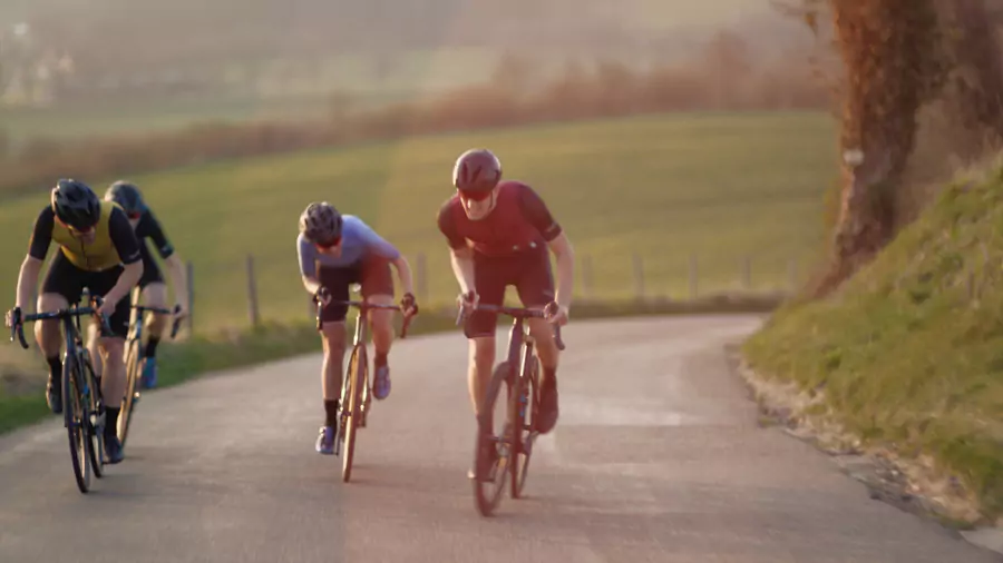Guy on speedbike going uphill