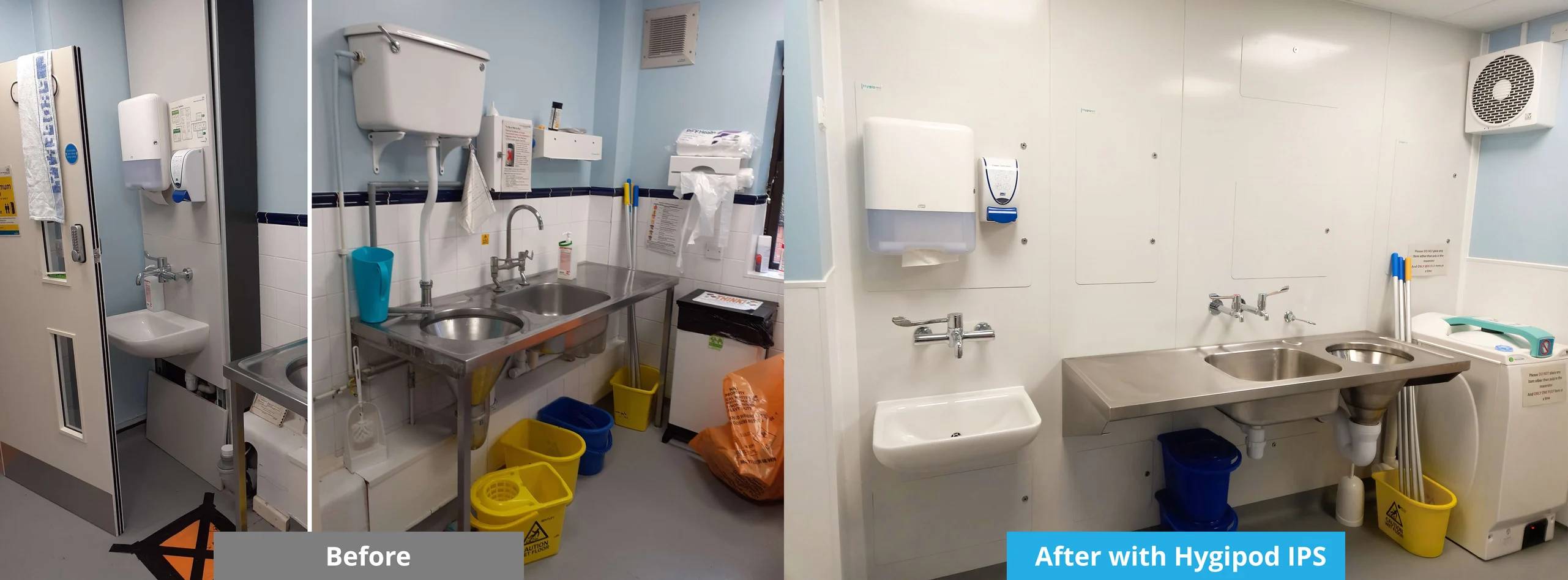 Before and after using Hygipod IPS