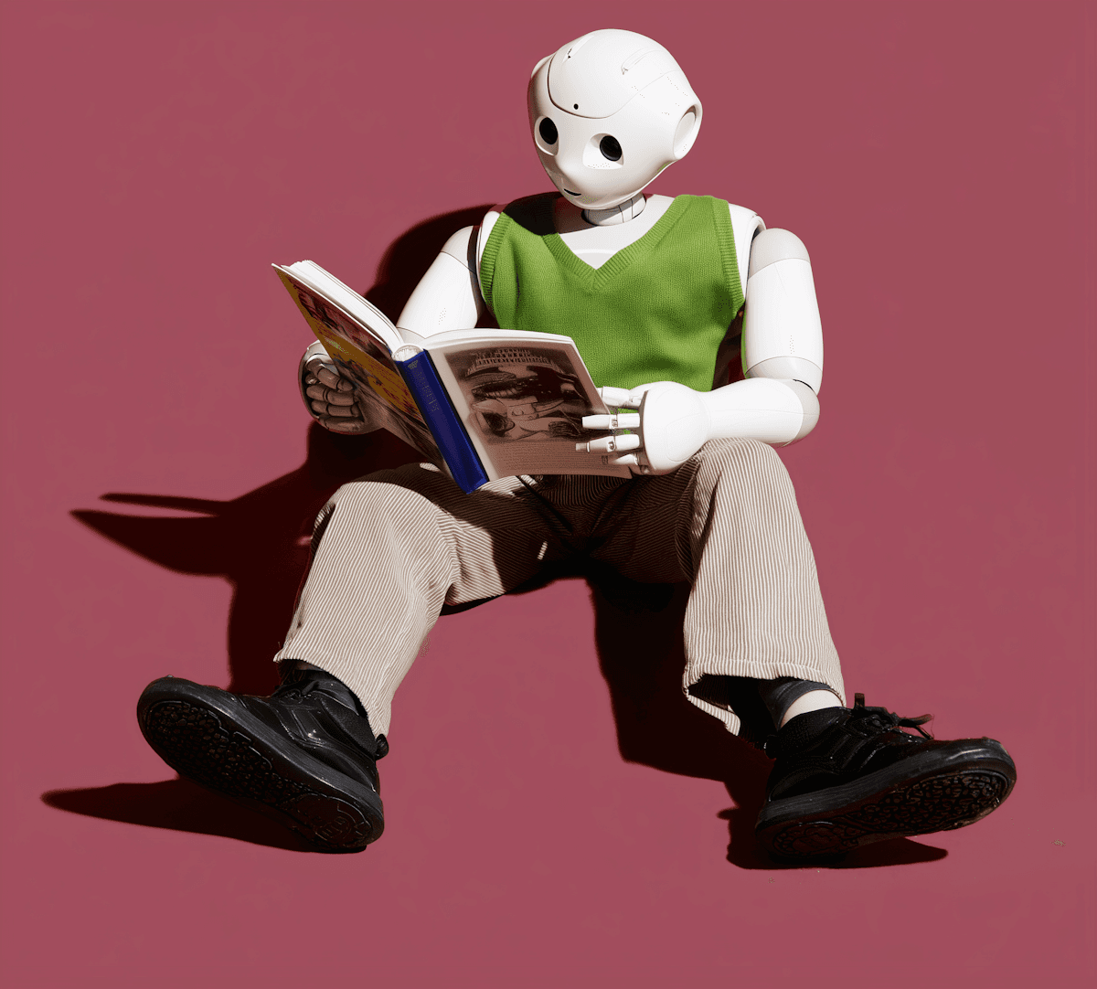 Humanoid robot reading book