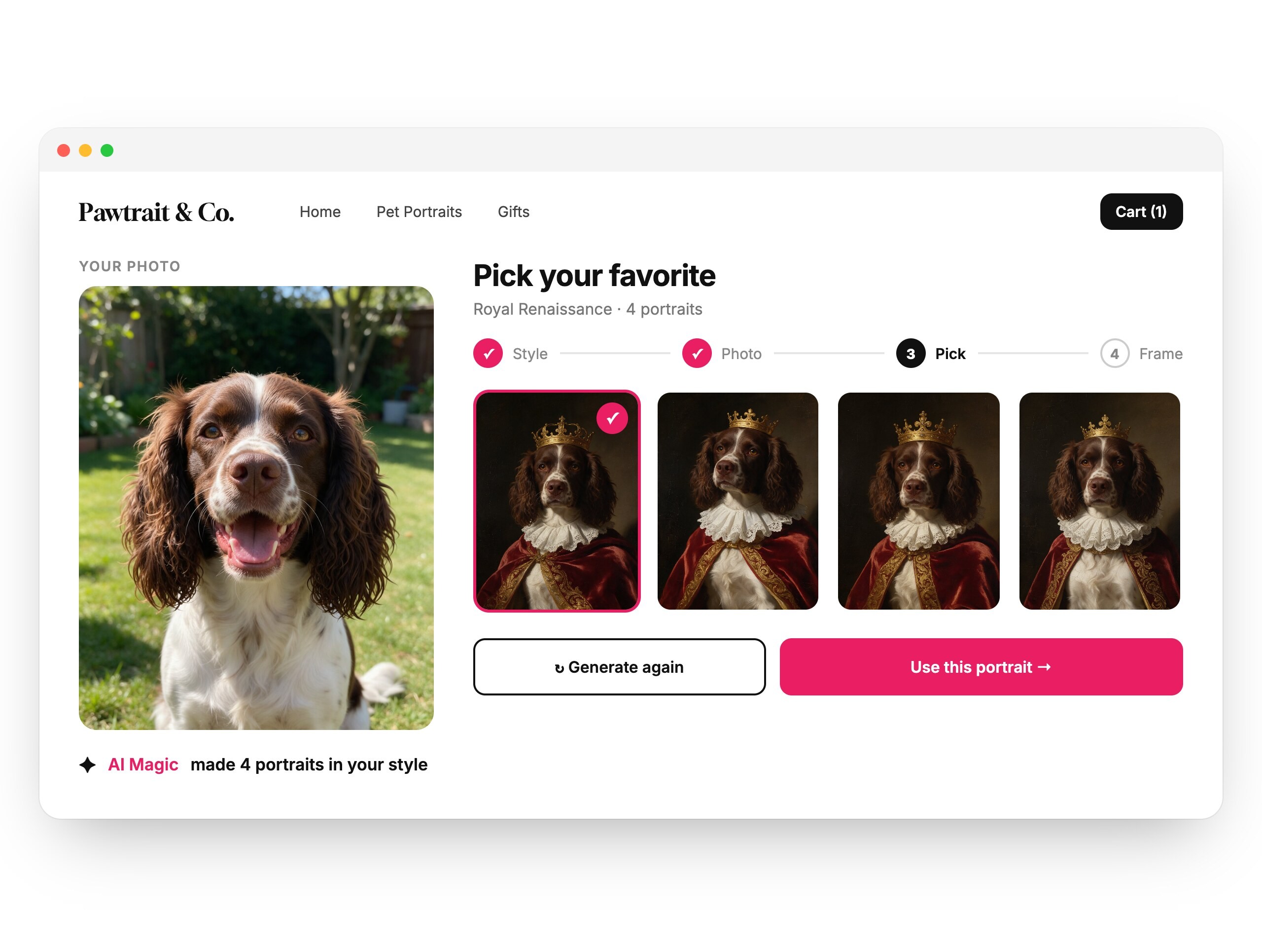 AI Portrait Studio on a Shopify product page