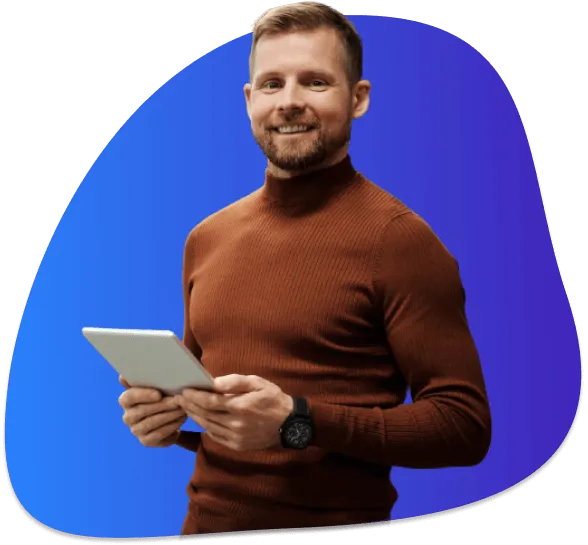 Een astro collega met een tablet