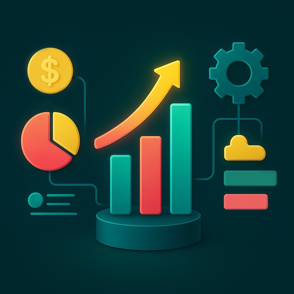 Bar chart with sliders and pricing markers, representing pricing maturity evaluation in industrial sectors