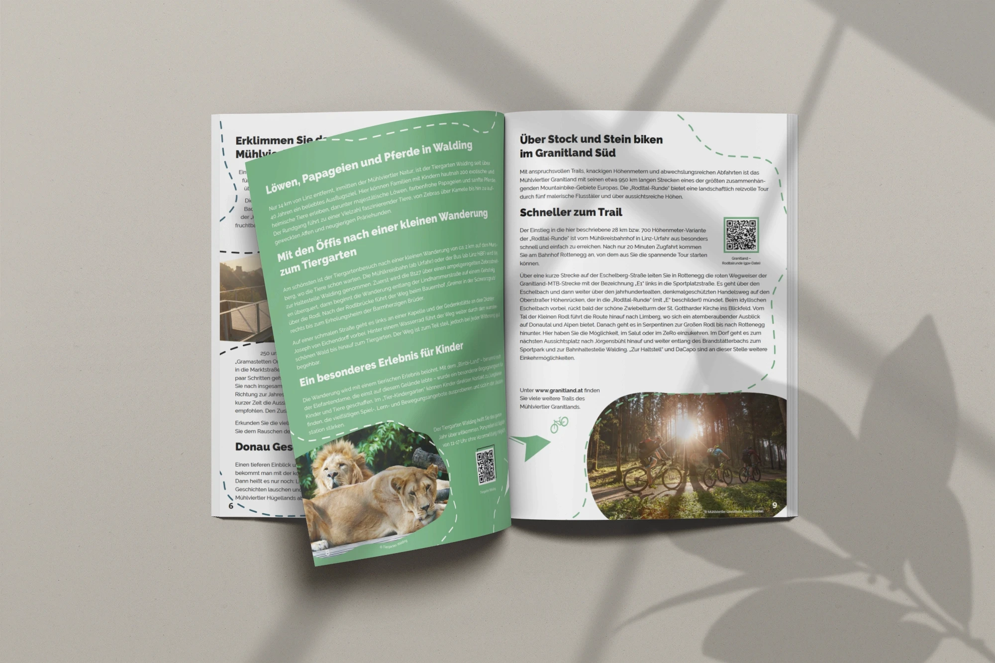 Aufgeschlagenes Reisemagazin von Urfahr West