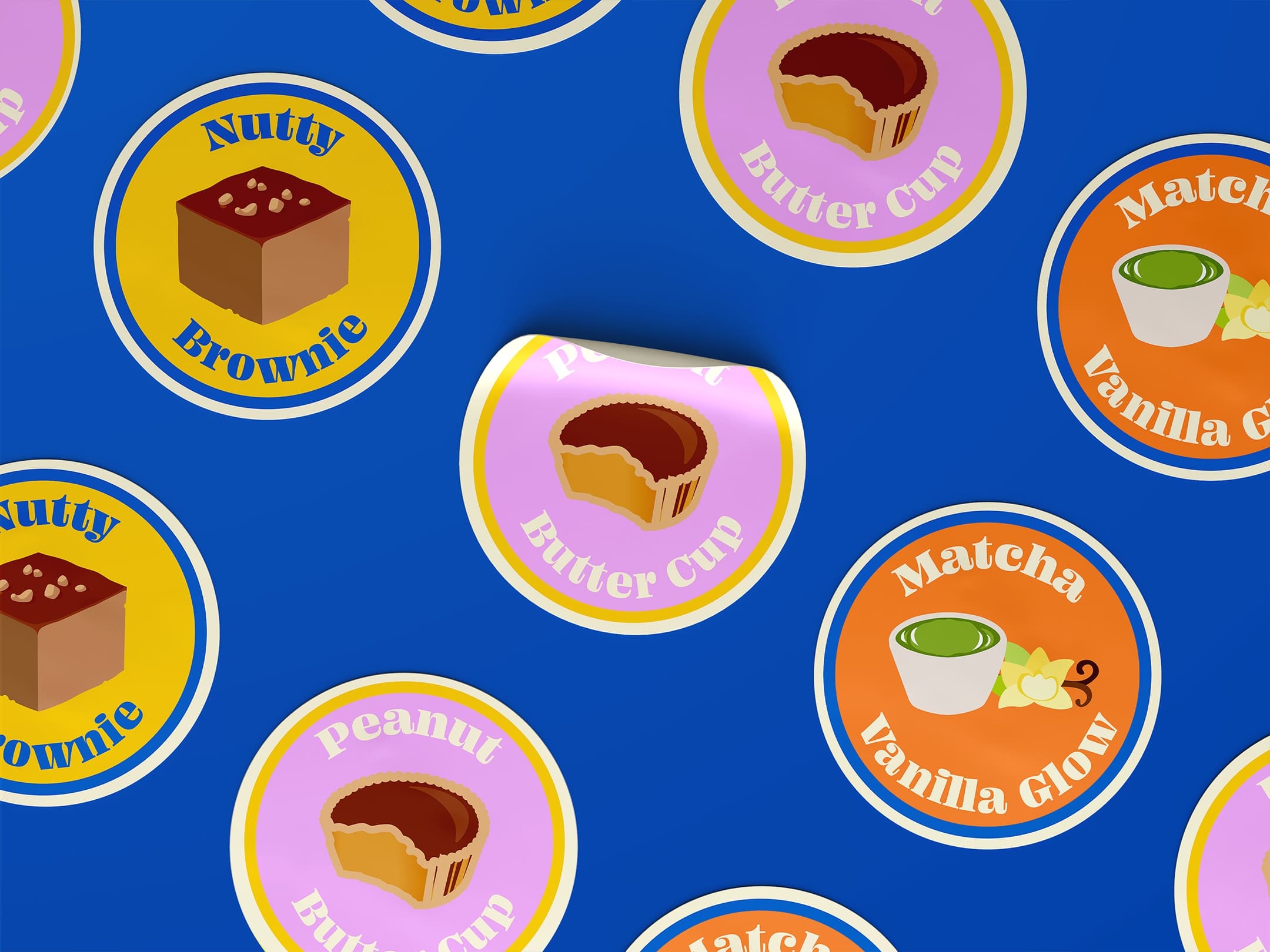 Illustration stickers of loru protein shakes flavors
