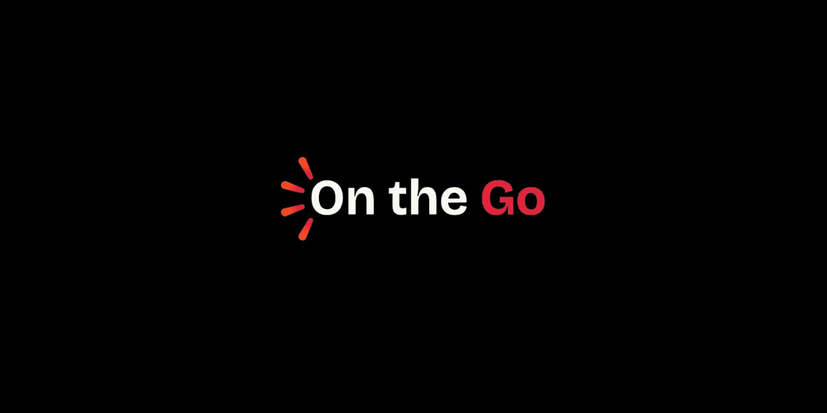 Black background showing On The Go logo with white and red text highlighting affordable global streaming access and dynamic entertainment