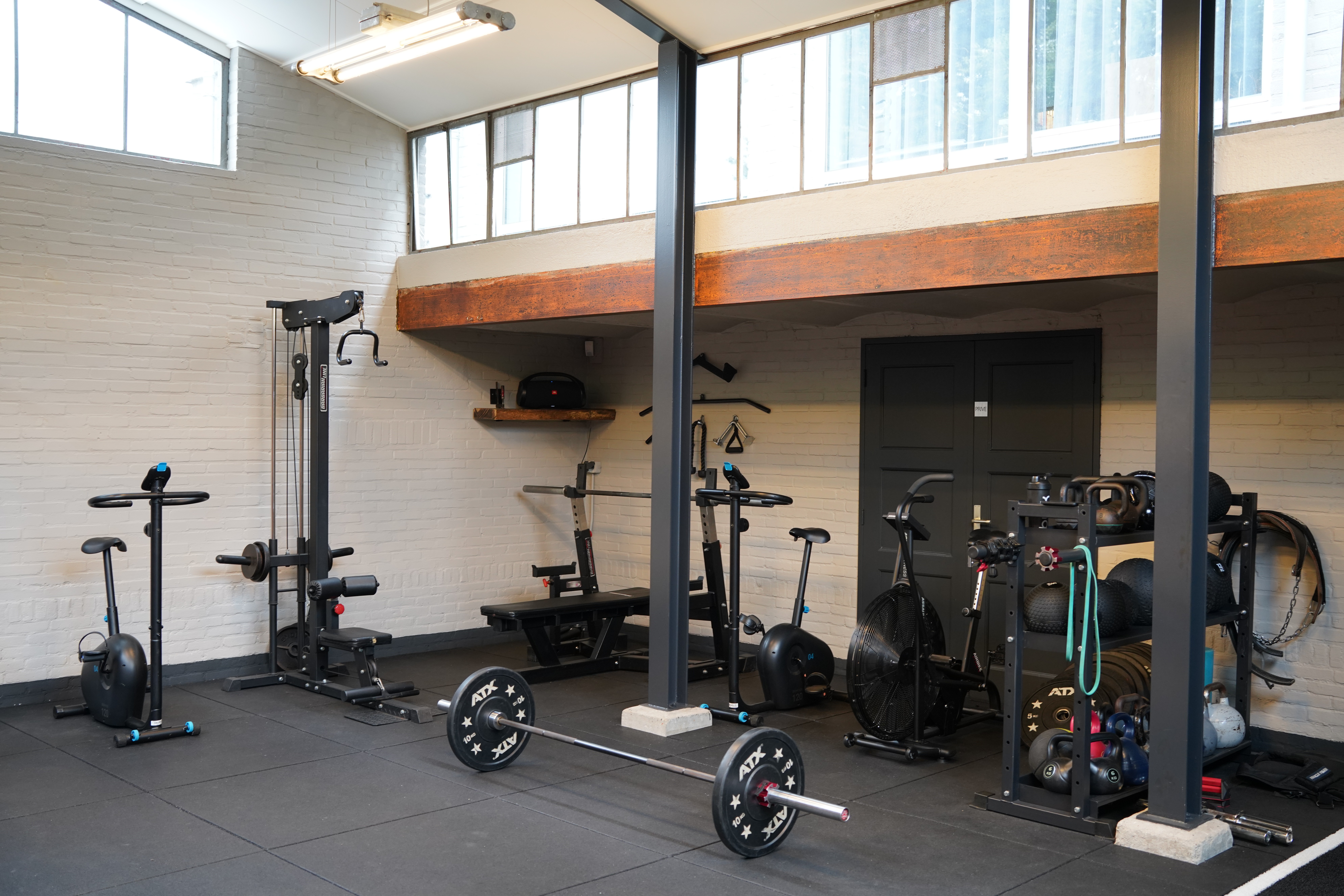 Empty modern gym in evening