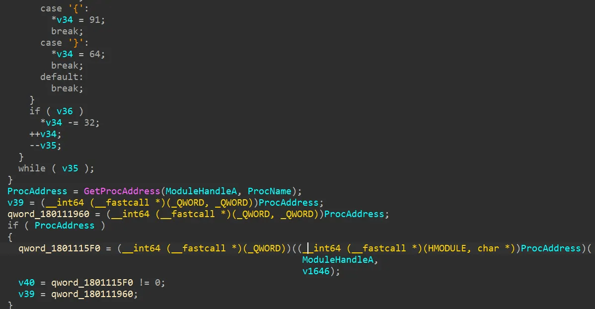 API Name Deobfuscation and Loading Routine