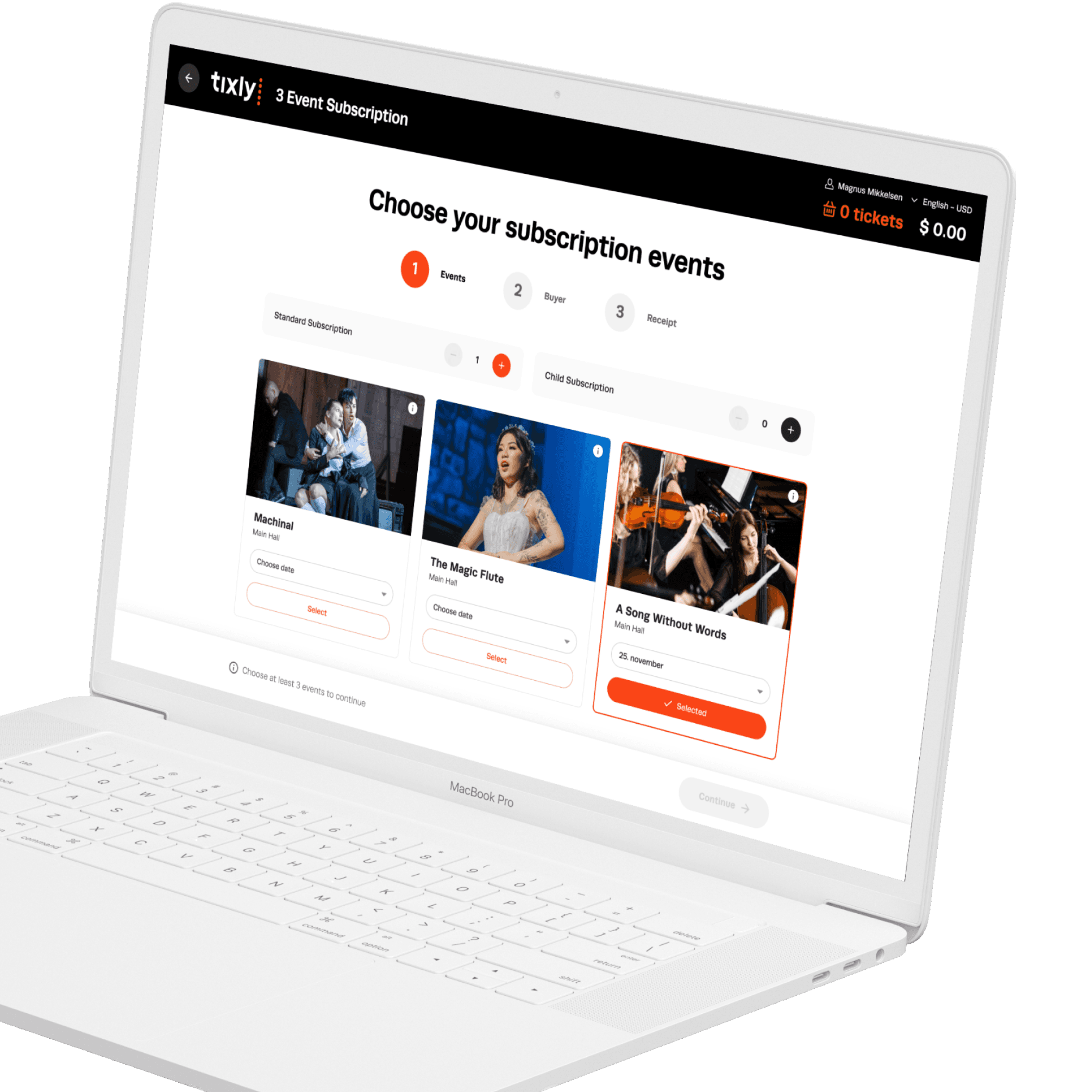 Laptop showing subscription selection