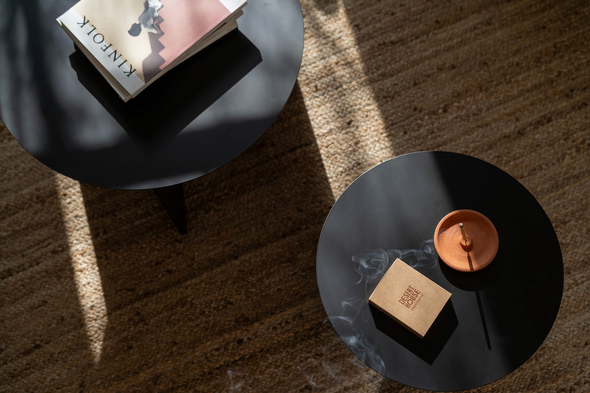 Vintage tables styled in desert light.