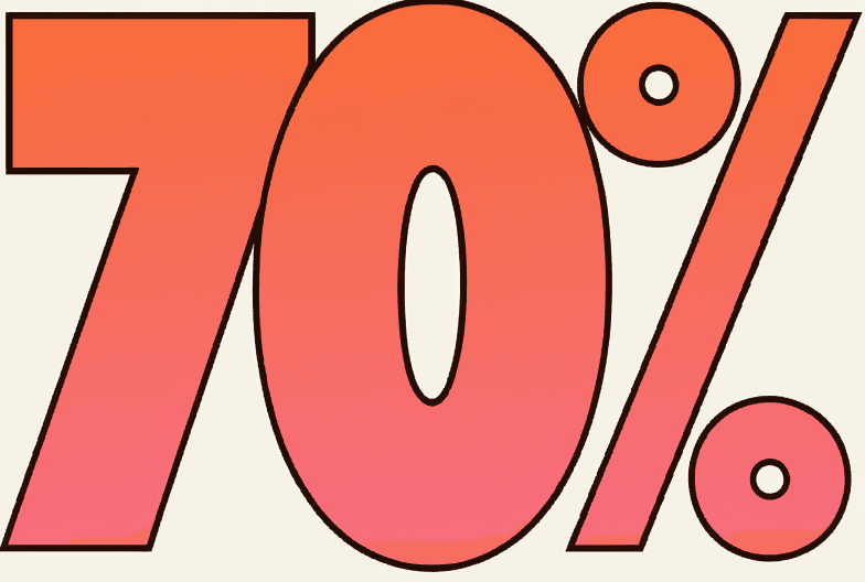 Imagen promocional con oferta de hasta 70% de descuento en cursos y carreras de Coderhouse.