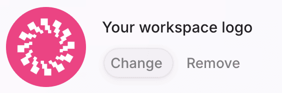 Workspace logo with options to change or remove the logo