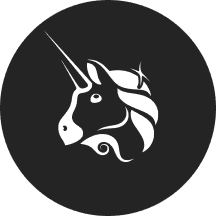 White unicorn head logo with a horn, mane, and stylized design, on a circular background.