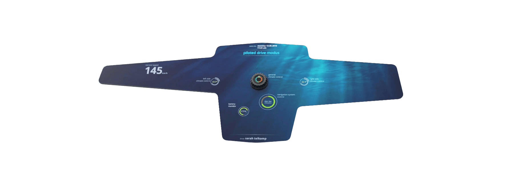 Final MMUI system combining tactile rotary control and digital display for a seamless in-car user experience.