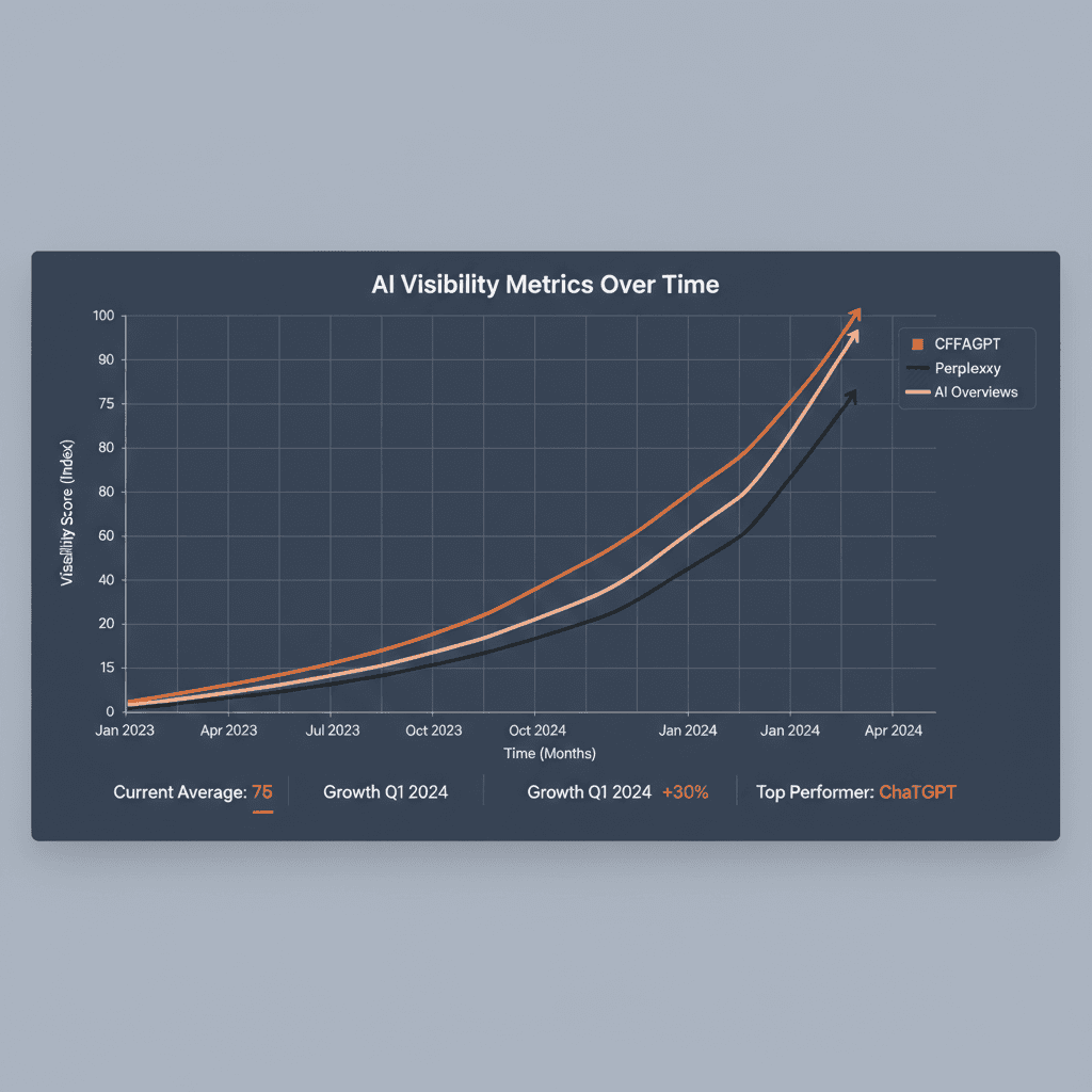 AI visibility tracking chart showing LLM citation performance across multiple platforms over time