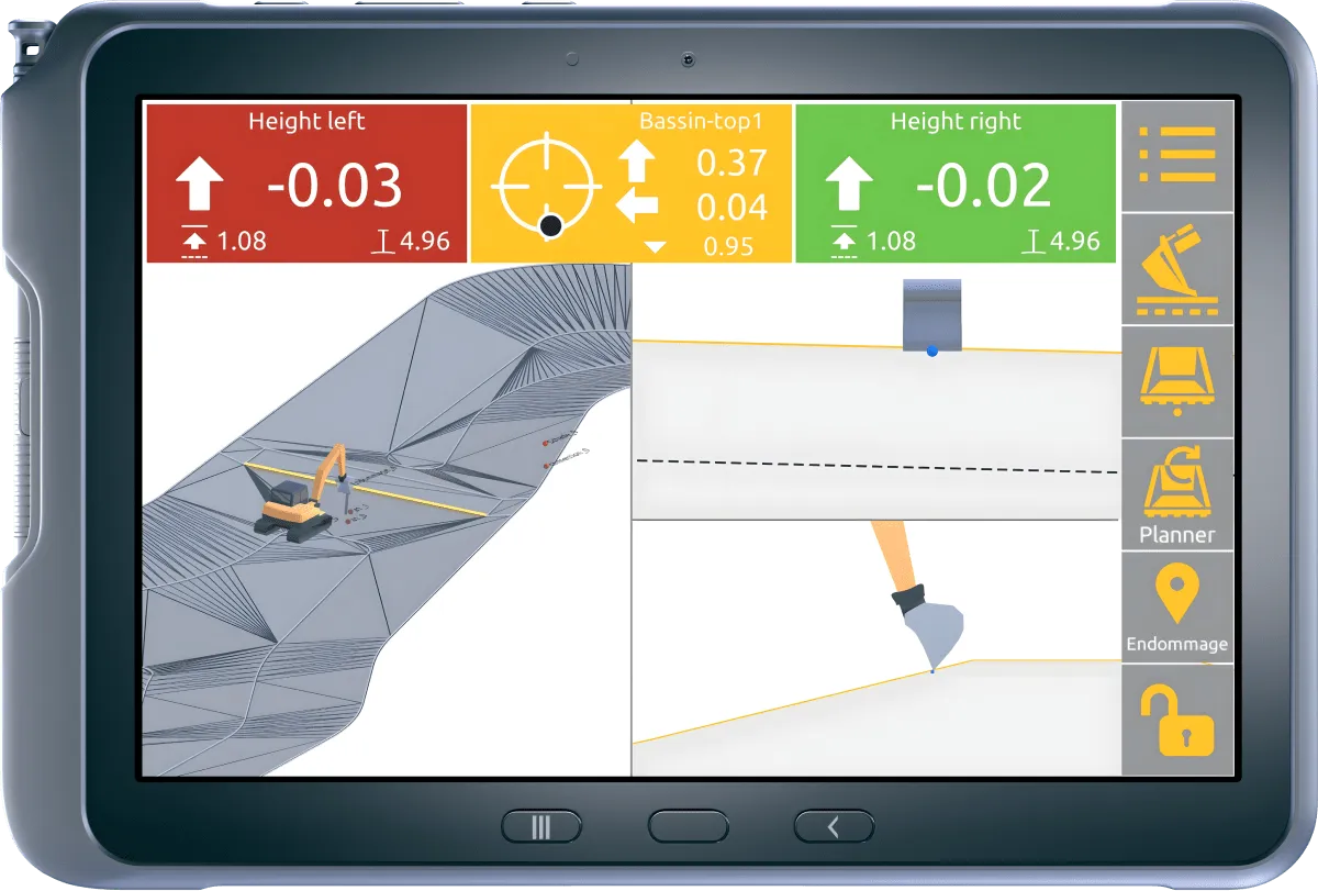 GPS machine control system guiding grading equipment to precise elevations.