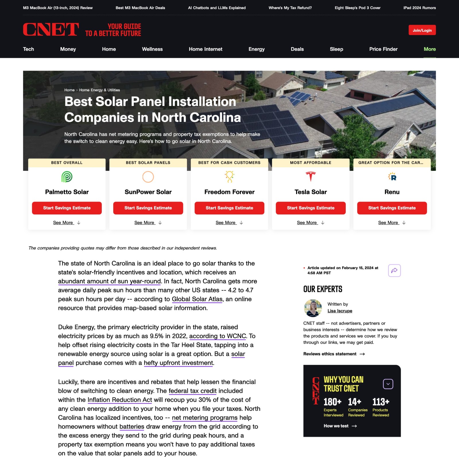 Best Solar Panel Installation Companies in North Carolina