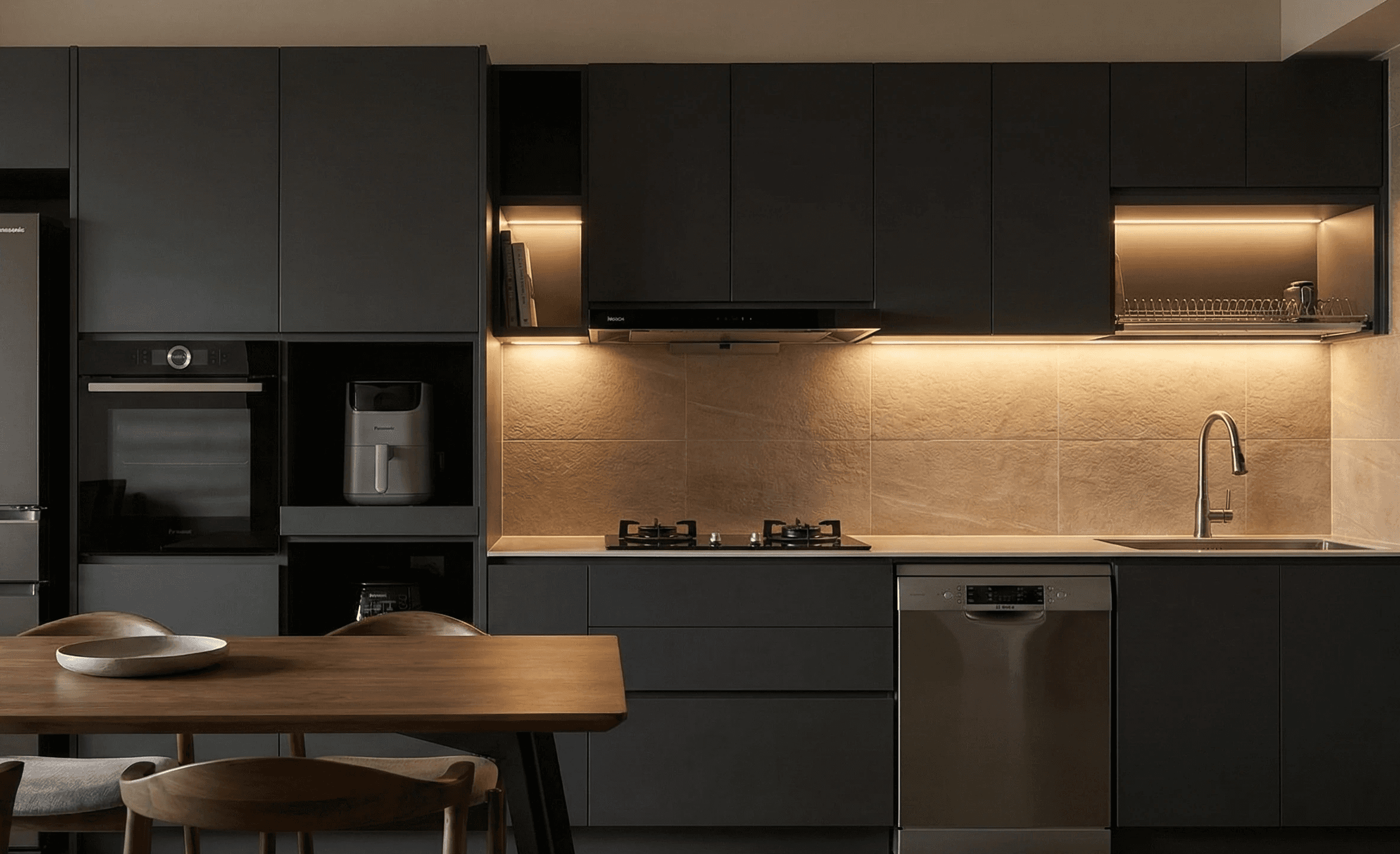 living room with brown sofa and glass window