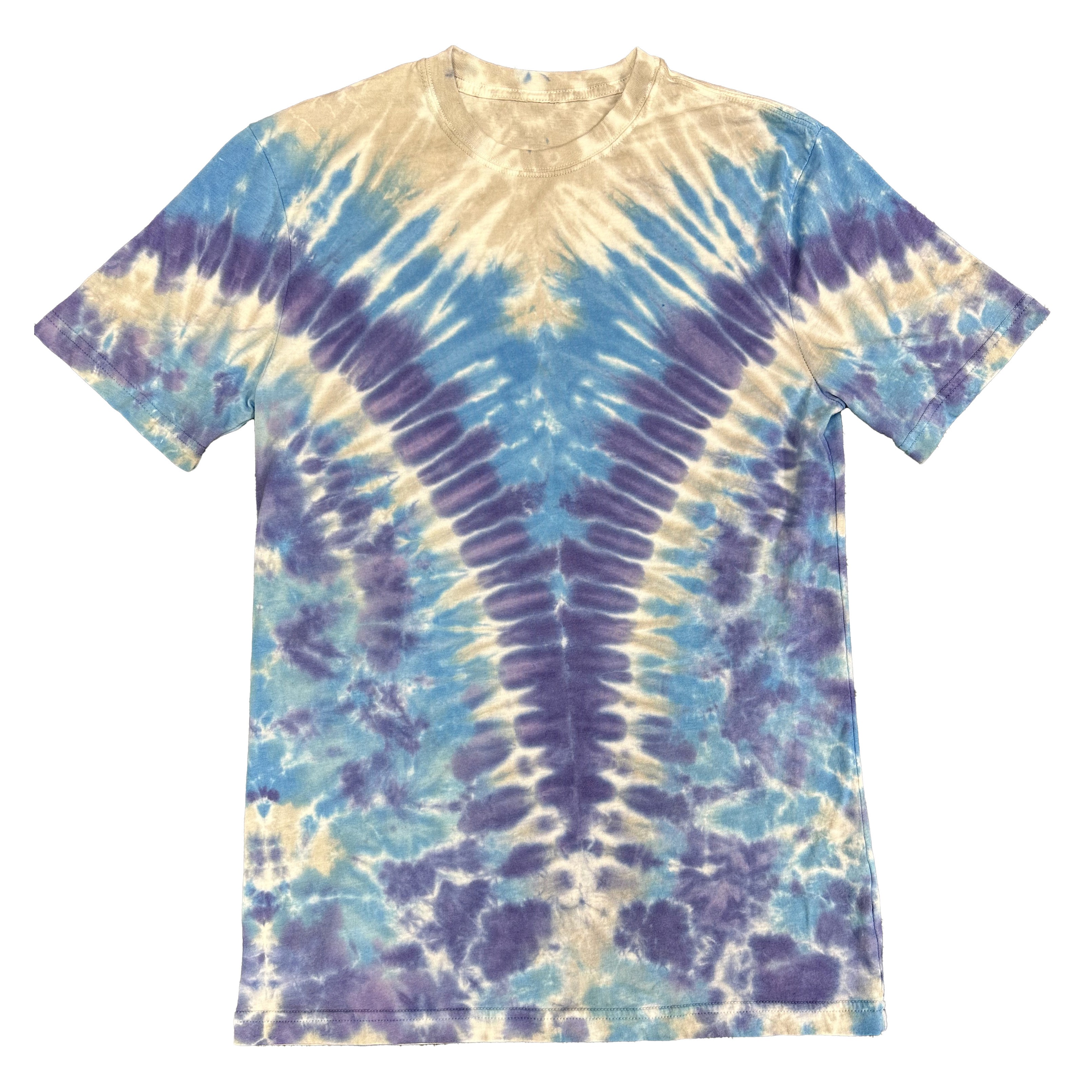 tie-dye blue purple white t-shirt