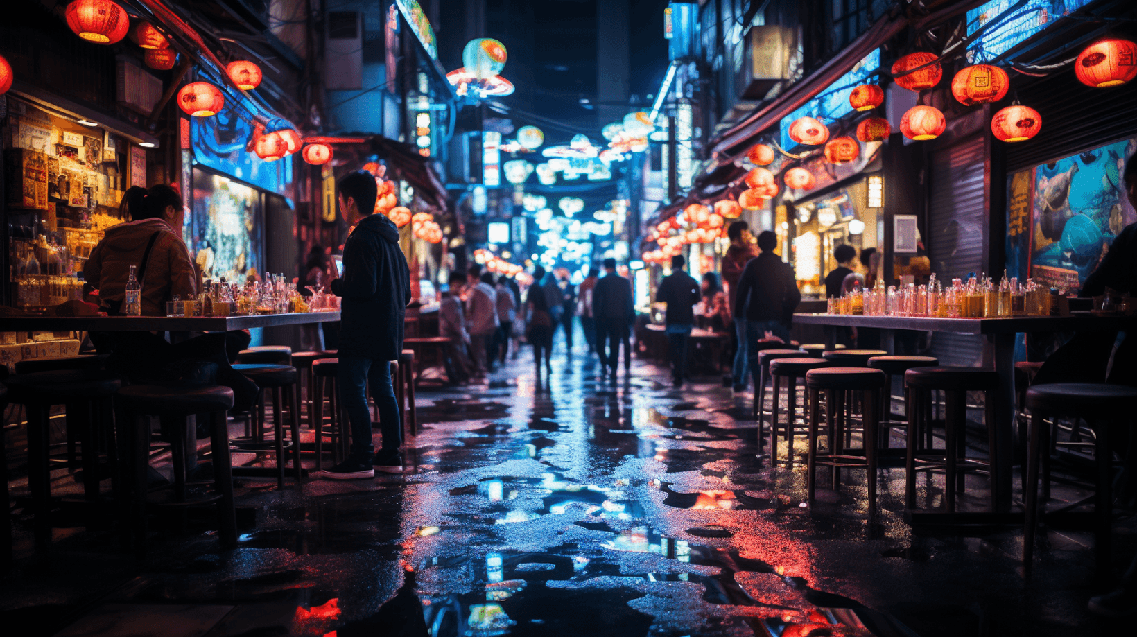 Blue modern car in a industrial warehouse