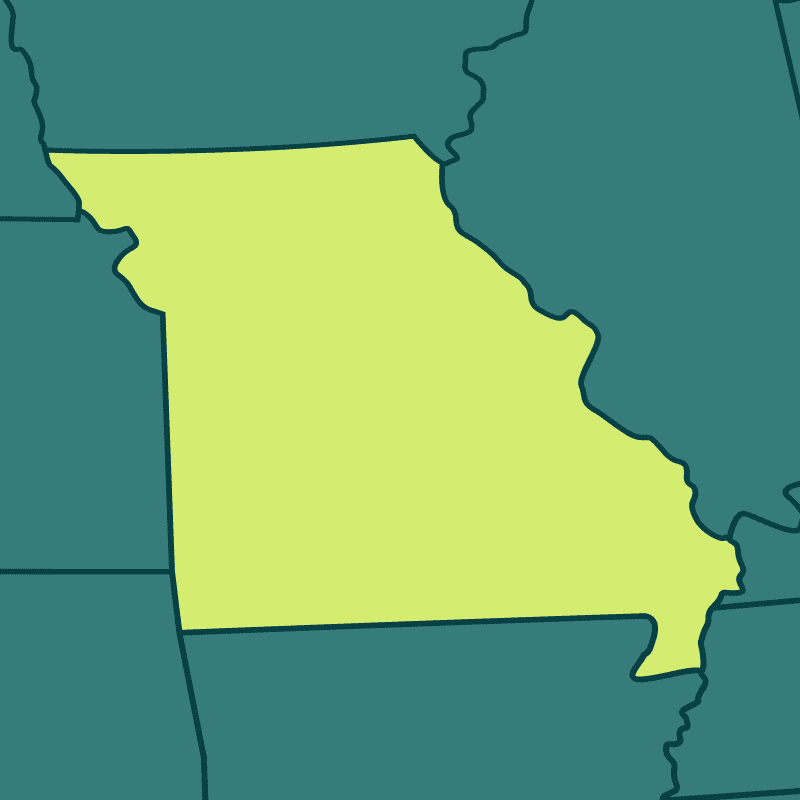 Focus on the state of Missouri on a larger map