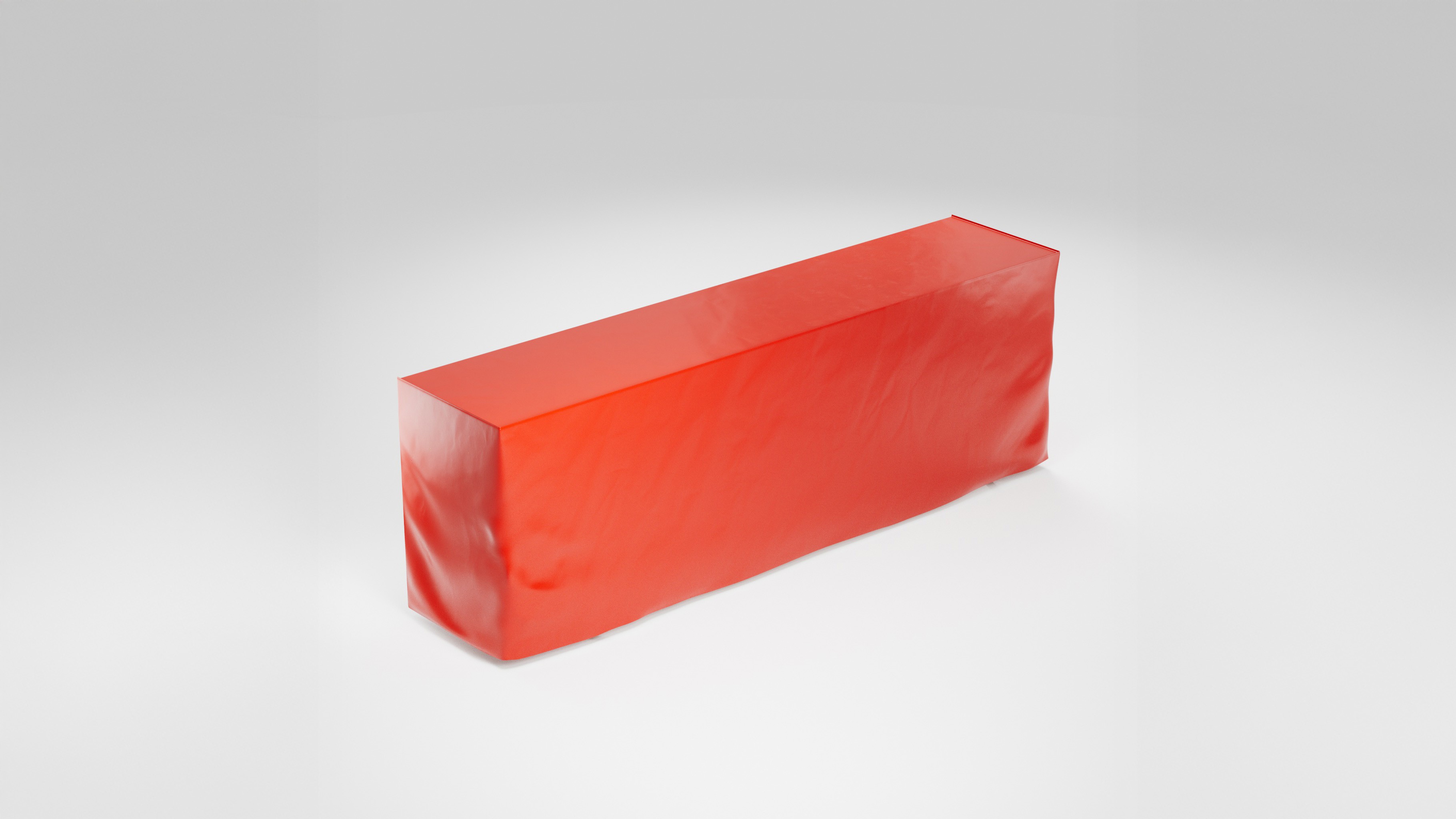 3D-Rendering einer zusammengefalteten roten Biertischplane auf weißem Hintergrund