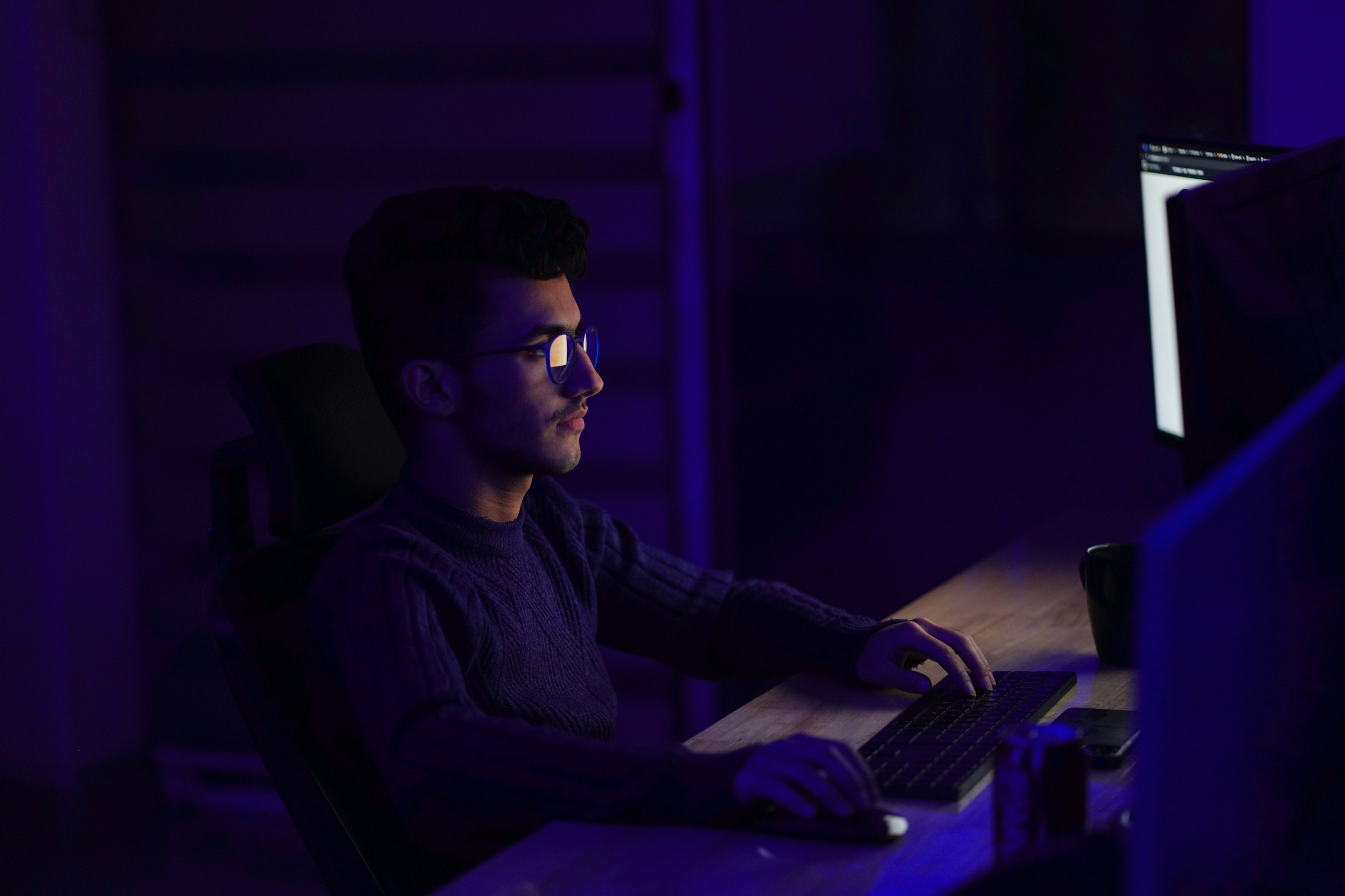 man working with his literature search