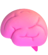 A cartoon-style illustration of a pink brain with a smooth, rounded appearance on a simple background.