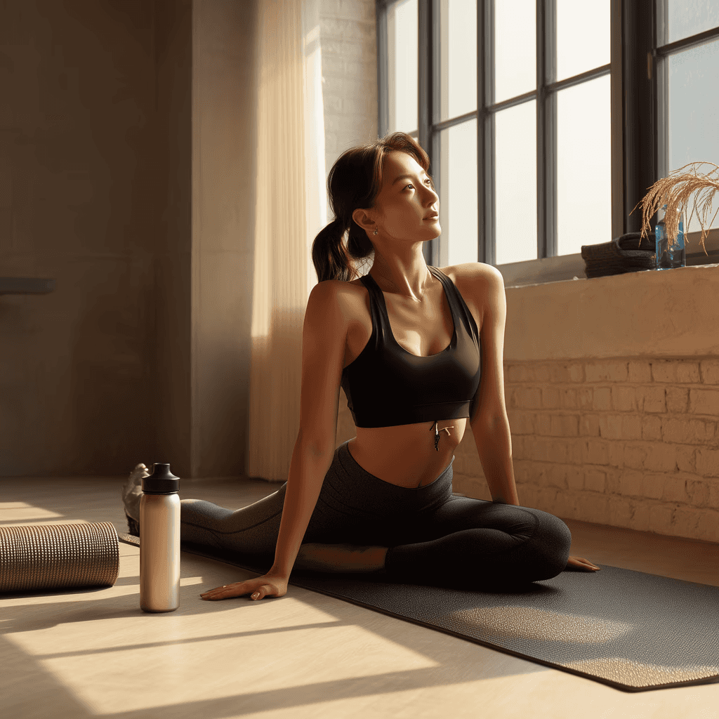 Woman in yoga dress posing