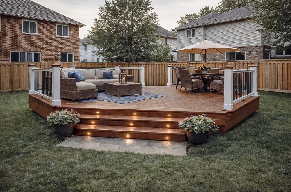 Custom deck built in backyard for Ottawa home with premium craftsmanship