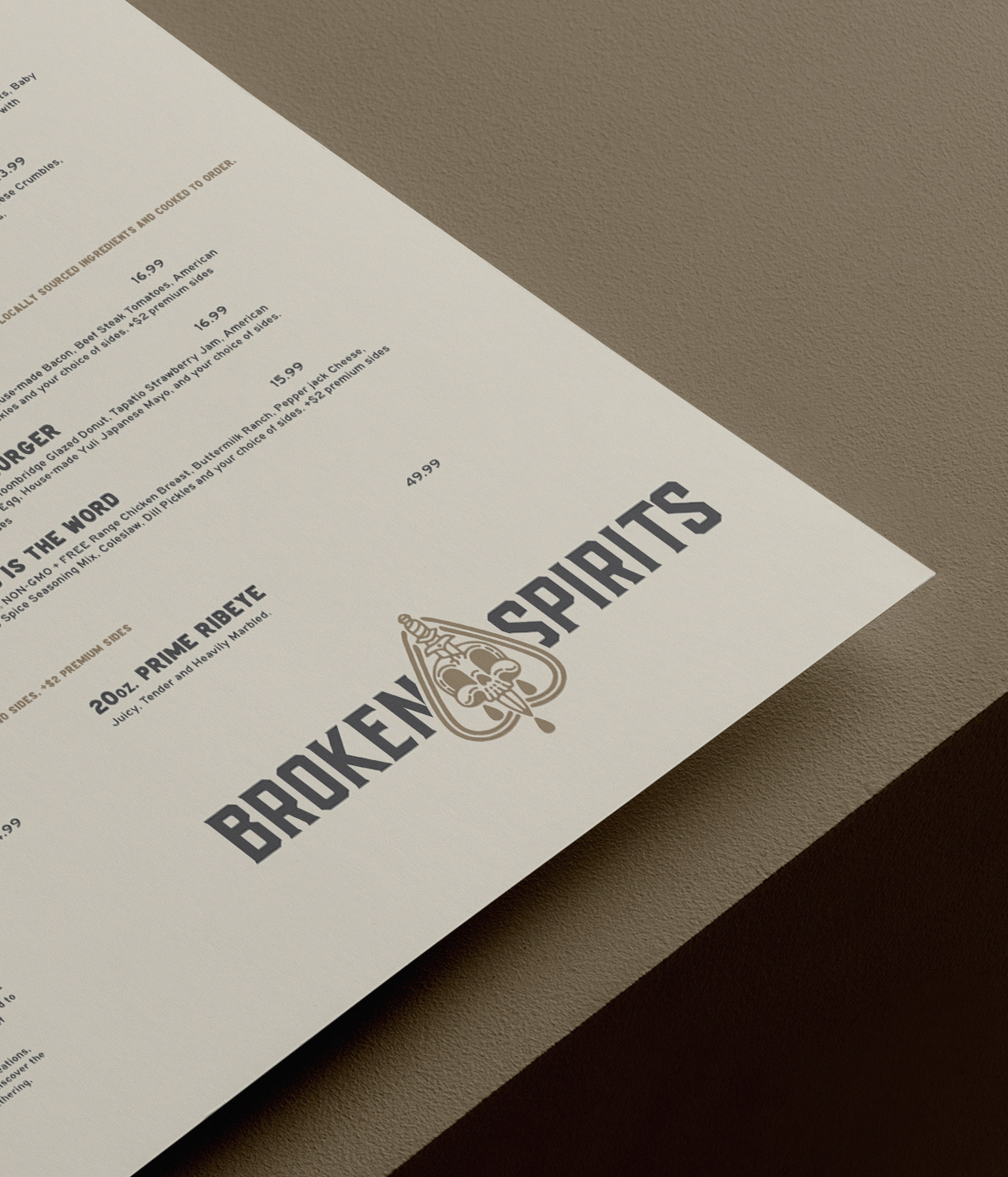 Broken Spirits Distillery letterhead and print collateral