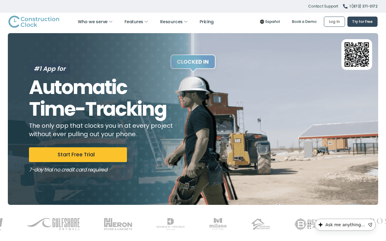 ConstructionClock homepage screenshot