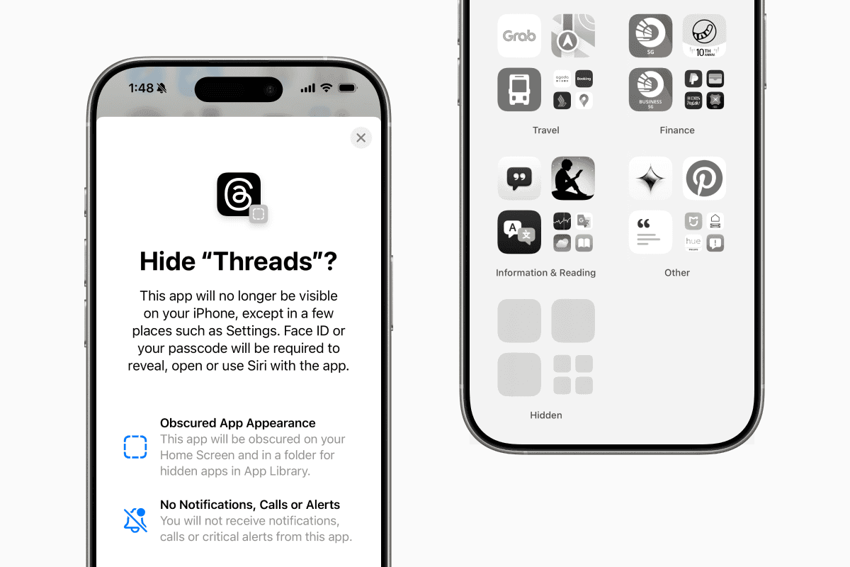 Hide app feature on iPhone