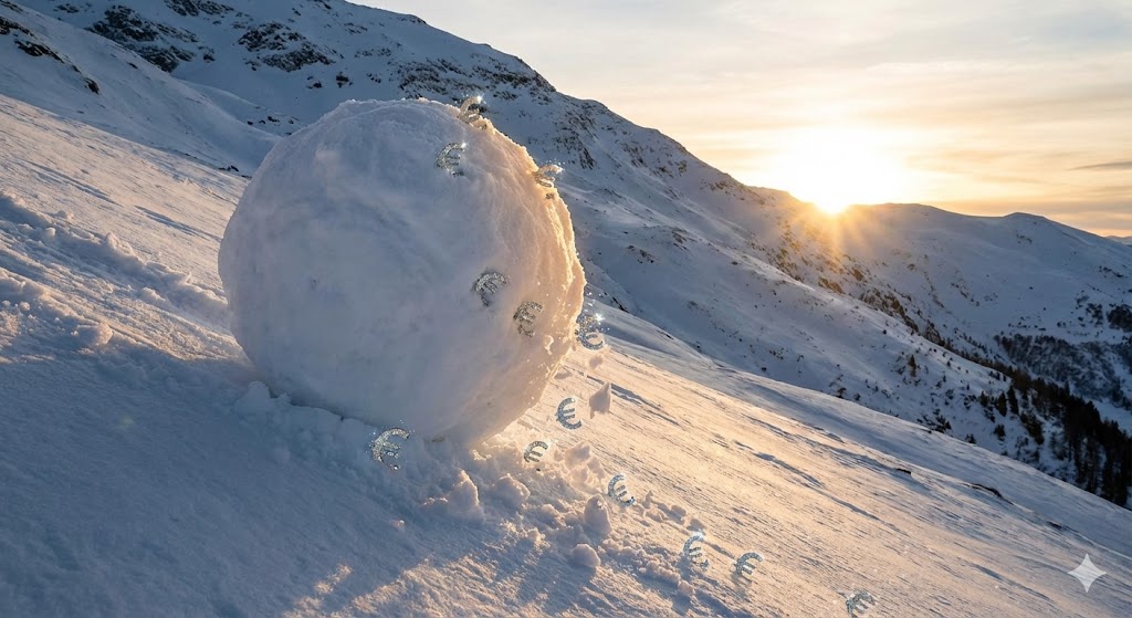 Schneeball symbolisch für den Zinseszinseffekt
