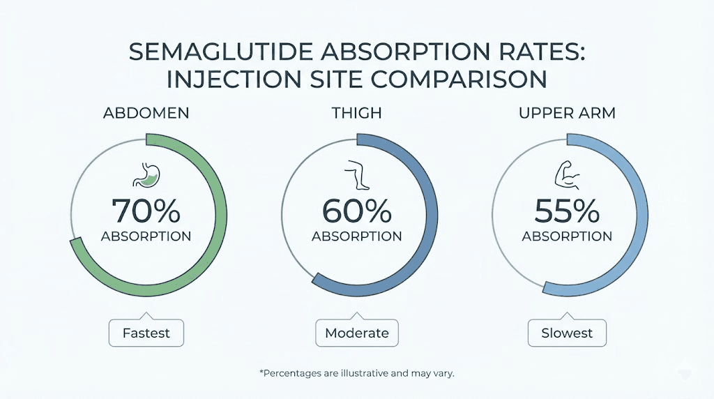 Semaglutide absorption comparison between abdomen thigh and upper arm injection sites
