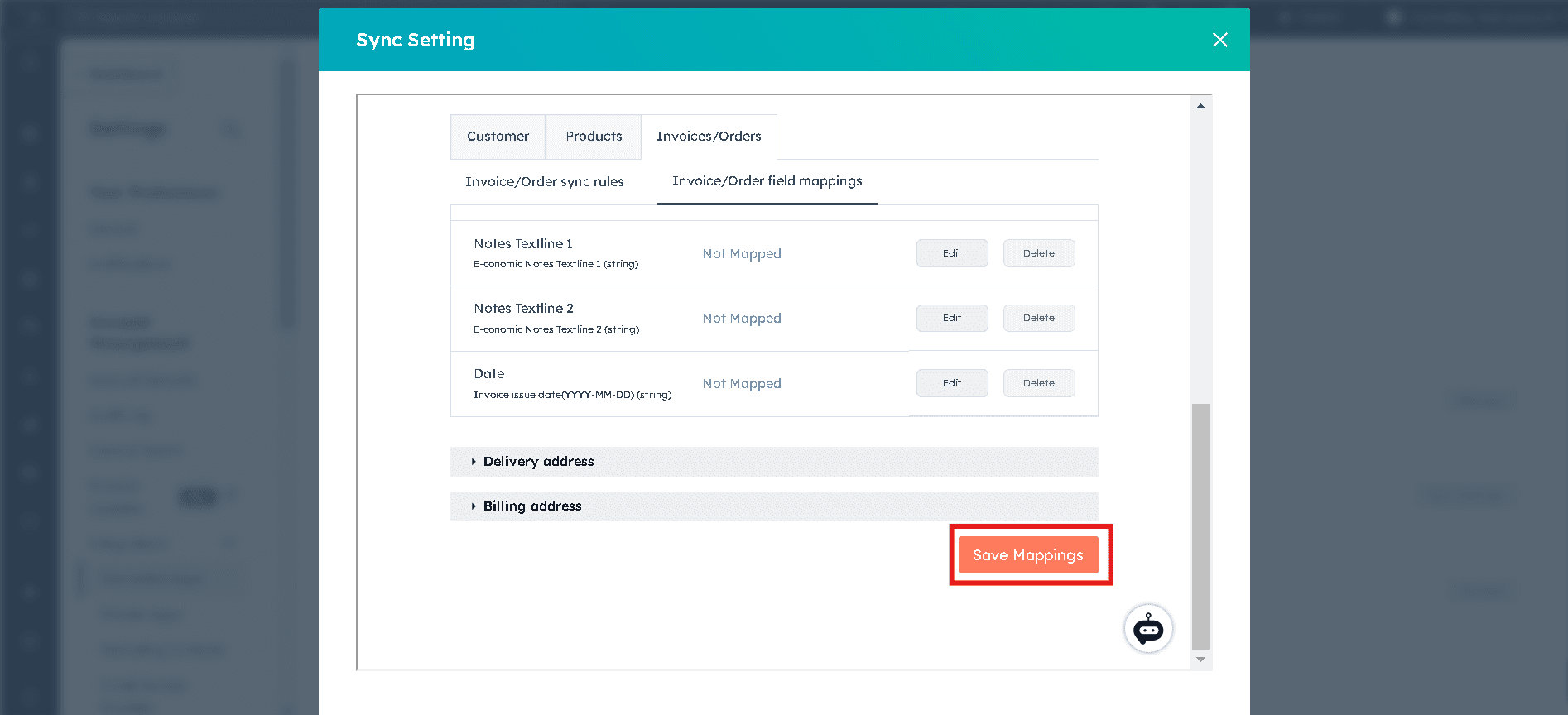 Setting Up Invoice/Order Field Mappings