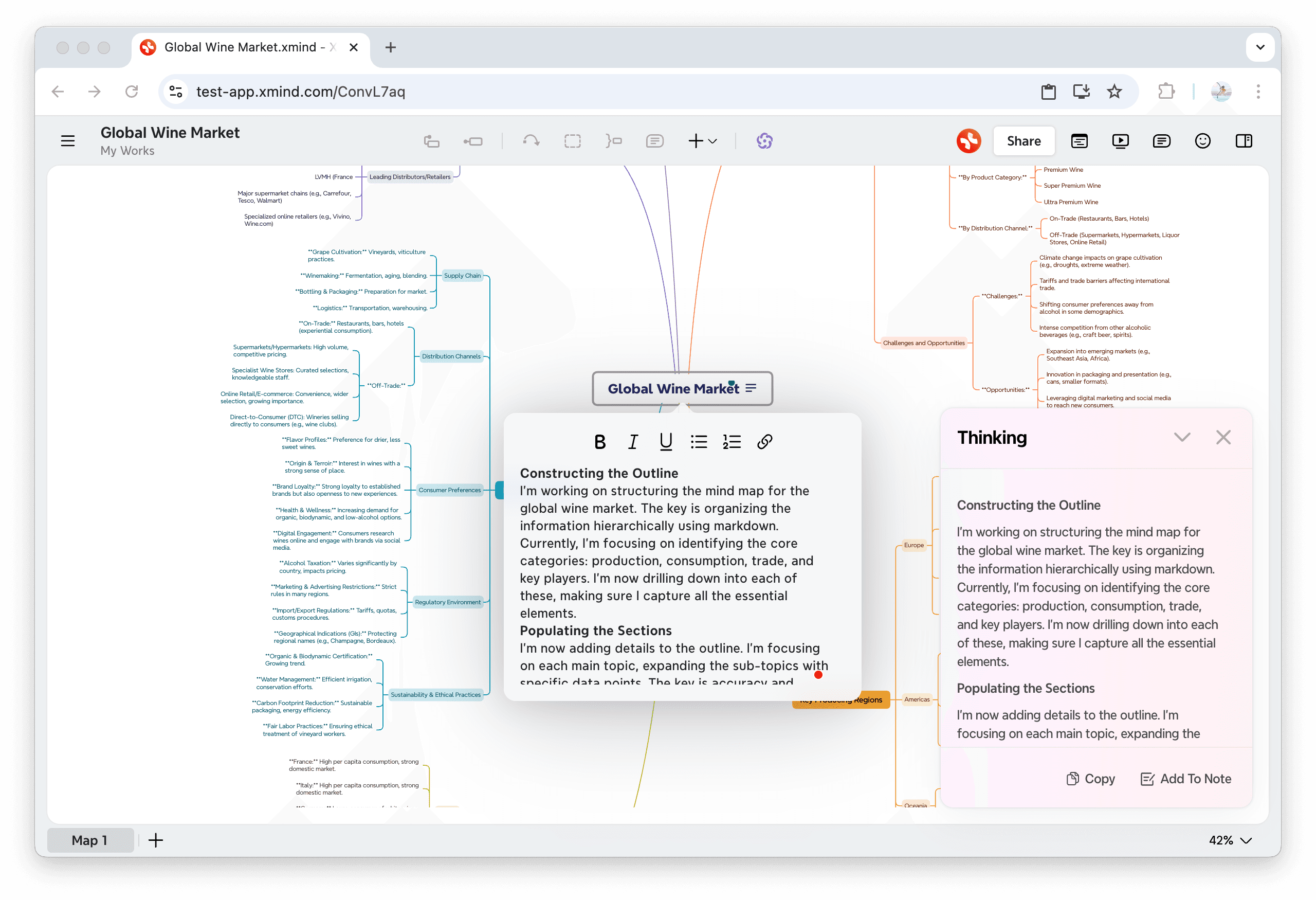 Thinking mode for analyzing questions and notes