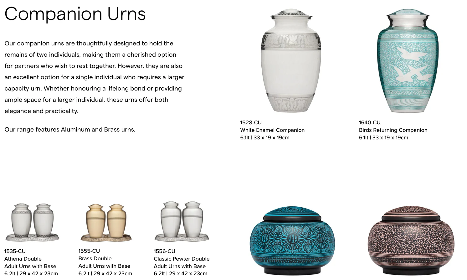 Companion Urns – original supplier products