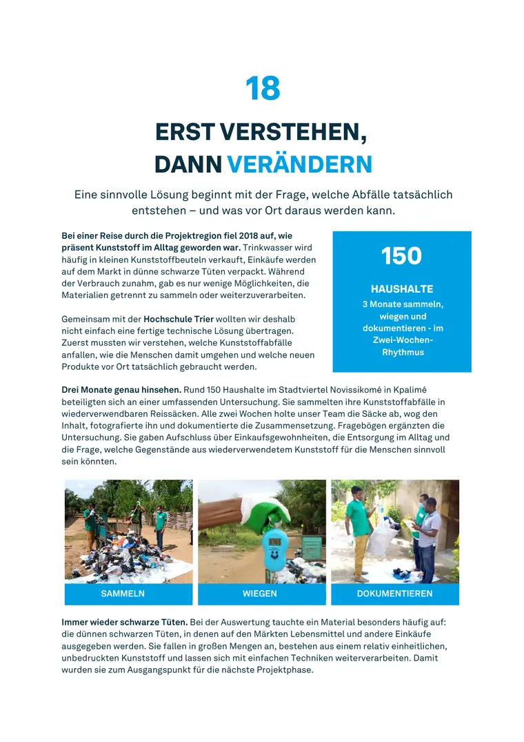 Originalseite der PROJECT TOGO Projektdokumentation zur Felduntersuchung mit rund 150 Haushalten.