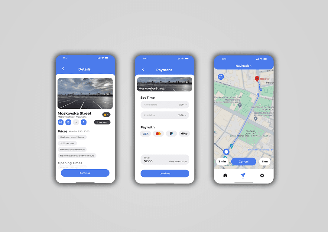 parking mobile app parking payment navigation sections
