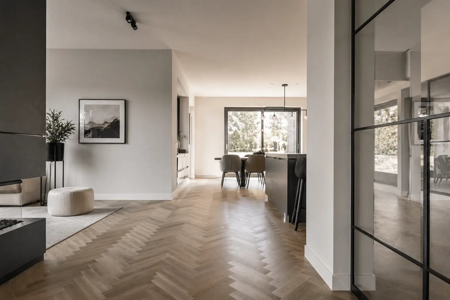 Podłoga Quick-Step Impressive w jodełkę w nowoczesnym wnętrzu – realizacja w Rzeszowie