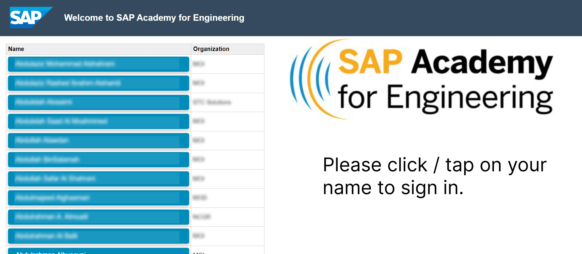 Screenshot of Sign-In Web App