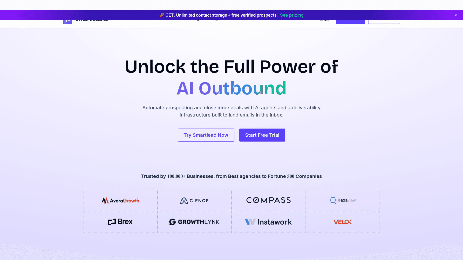 Screenshot of https://smartlead.ai